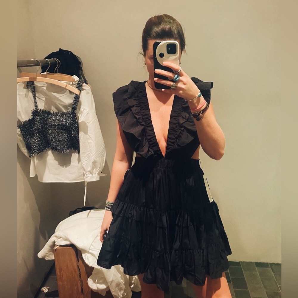 Anthropologie sleeveless black cutout dress